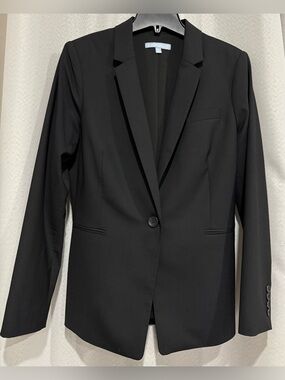 Antonio Melani Black Tailored Wool Blazer Single Button Size 10